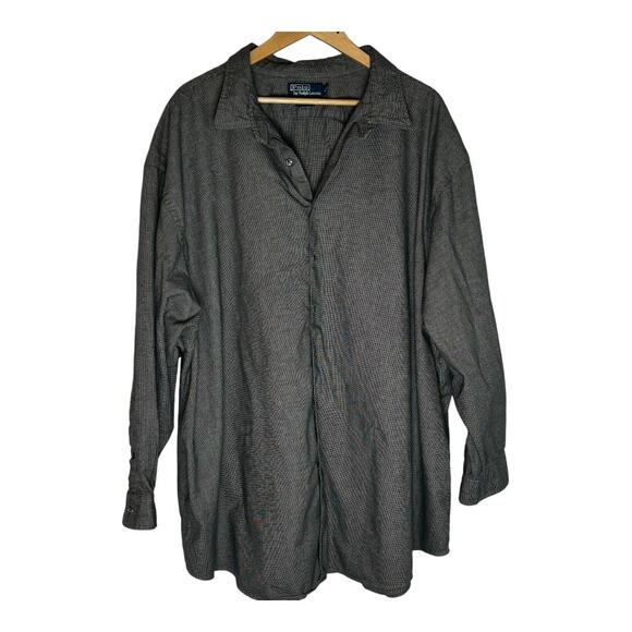 Polo Ralph Lauren Black Checkered 5X Big Button Down Shirt Plus Size Classic - Picture 1 of 7